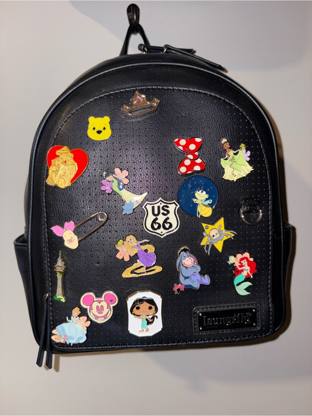 Loungefly Black Backpack *pins not included* for display purposes only